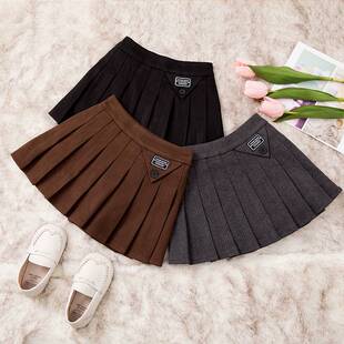 2025 New Autumn and Winter Girls' Skirts, Medium and Large Children's Preppy Style Jk Pleated Pants Skirts, Little Girls Short Skirts, Spring & Fall
