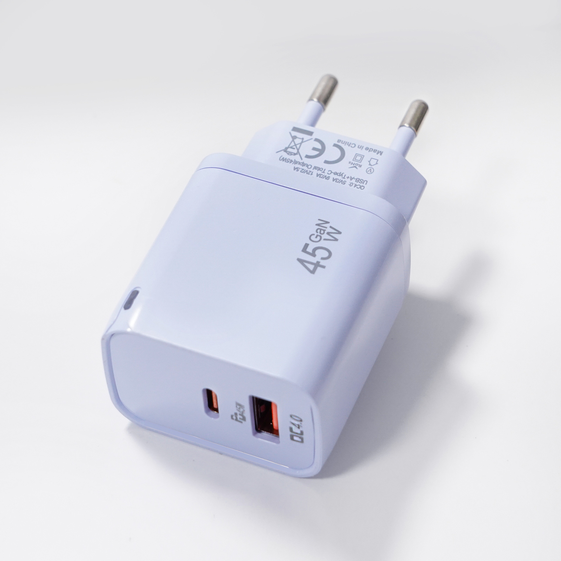 Cross-Border Mobile Phone Charging Head Fast Charging Dual-Port Colorful Macaron with Light Pd45W Gallium Nitride Charger Fast Charging