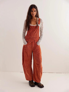 2024 Amazon Independent Station Europe and the United States Cross-border Autumn and Winter New Corduroy Overalls Women's Fashion Loose conjoined