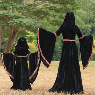 Halloween Children's Costume Medieval Vintage Court Drama Stage Performance Long Sleeve Vampire Witch Dress