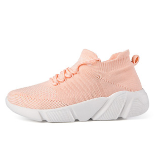 Cross-border foreign trade sneaker women's shoes summer breathable flying woven elastic socks men's knitted soft bottom mesh running shoes