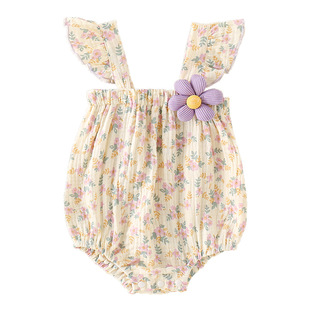 New Starting Point Clothing Baby Summer Clothes Short-sleeved Clothes New Arrival Wrap-up Fat Clothes Female Baby Summer Thin Ha-ha Clothes for Going out and Crawling