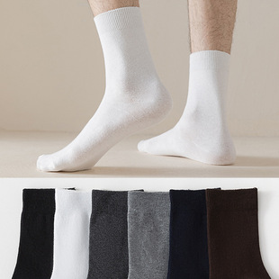 Men's Double needle cotton socks Four Seasons socks casual cotton mid-calf socks solid color Business socks men's socks wholesale