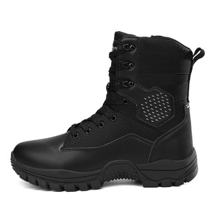2024 Military Boots Men's Hiking and Mountaineering Training High-Top Thick-Soled Side Zipper Wear-Resistant Anti-Slip Workwear Desert Combat Boots