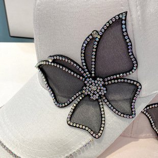 Spring and Autumn New Online Popular Korean Baseball Cap All-match Casual Summer Sunshade Cap Butterfly Rhinestone Hat Women's Trendy