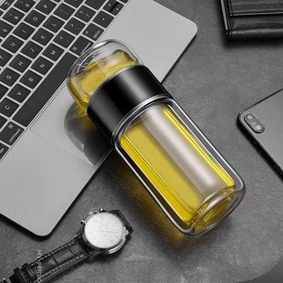 High borosilicate double-layer glass tea separation bubble tea cup flower tea cup high temperature resistant female net red water cup factory outlet