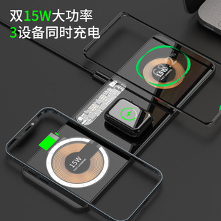 The new transparent magnetic three-in-one wireless charger for Apple mobile phone watch headset 15W wireless fast charge