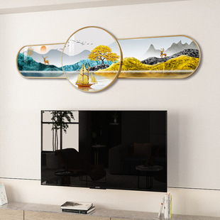 TV Wall background wall decorative painting horizontal high-end atmospheric living room mural light luxury hanging painting modern minimalist Crystal porcelain painting