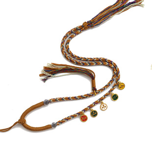 Tibetan Hand-woven Five-way God of Wealth Thangka Necklace Rope Buddha Pendant Lanyard Hand-rubbed Cotton Line Lanyard