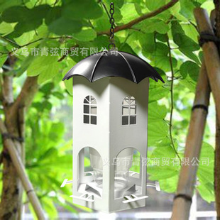 Cross-border new outdoor hanging castle bird feeder European and American style hollow wind lamp small house courtyard decoration