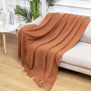 Sofa Blanket Cover Blanket Nordic Cross-border Tassel Air Conditioning Lunch Break Nap Blanket Hotel Bed Set Summer Bed Flag Bed End Blanket