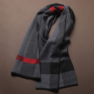 Autumn and winter new high-end men's knitted cashmere scarf thickened European and American fashion scarf trendy men's gift scarf wholesale