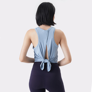 lulu Clothing Stitching Mesh Yoga Sleeveless Vest Women's Breathable Loose Sportswear Fitness Yoga Blouse Top