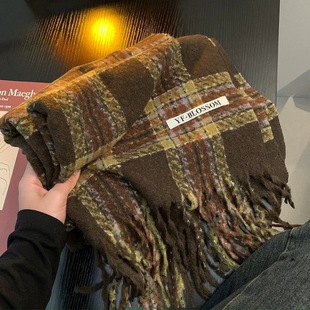 Korean version of the new scarf women winter ins Joker student Plaid scarf warm imitation cashmere scarf factory wholesale