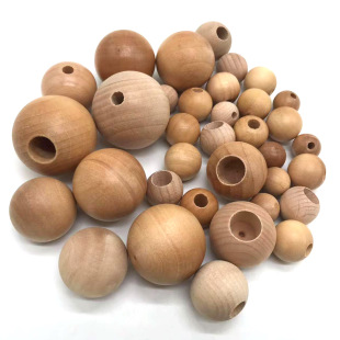 Factory direct supply wooden beads cushion wooden ball with holes wooden beads necklace handmade DIY beaded accessories vintage