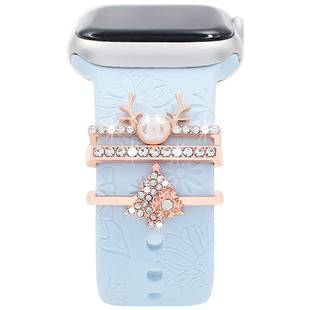 For Apple Smart Watch Silicone Strap Decorative Ring Santa Claus Christmas Tree Decorative Ring Christmas Series