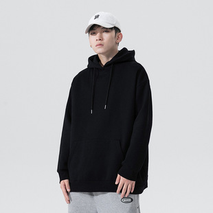 Hooded sweater men's spring and autumn Japanese ins fashion brand flow High Street solid color long sleeve pullover loose top coat