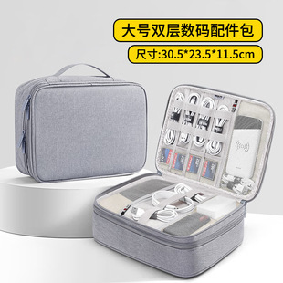 Biyoumei Customized Waterproof Power Accessories Storage Bag Large Capacity Cross-border Double-layer Storage Bag for Digital Products