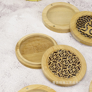 Nanzhu round incense box wooden incense box engraving line incense box home incense incense burner hollow bamboo incense burner