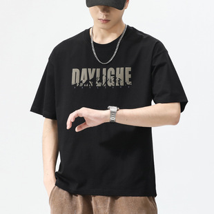 Cotton Short-sleeved T-shirt Men's 2025 New Summer Cool Men's Upper Clothes Loose Boys T-shirt