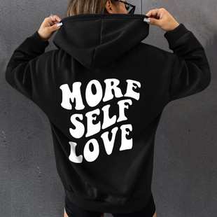 2021 Новый женский свитер с капюшоном и принтом MORE SELF LOVE на спине