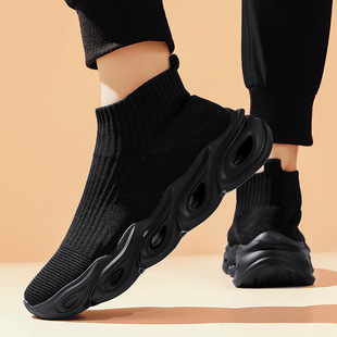 Cross-border new men's shoes socks shoes fly woven mesh breathable lovers shoes foreign trade plus size soft bottom sports casual shoes