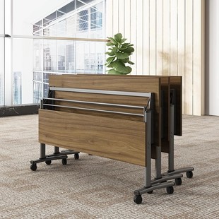 Office Conference Table and Chair Combination, Simple and Modern Long Foldableing Training Table, Movable Wheeled Staff Negotiation Room