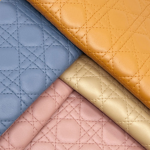 Factory in stock wholesale imitation quilted embroidered pvc leather 1.6MM thick leather bags handbags home car packaging fabric