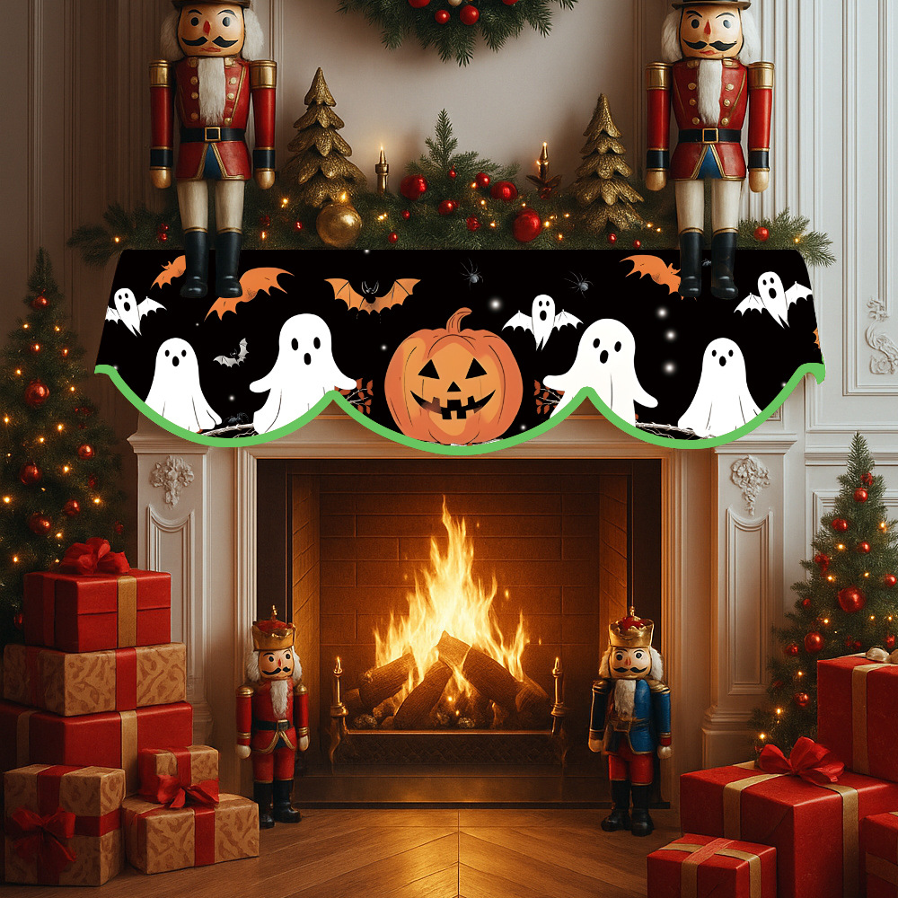 New cross-border Halloween fireplace scarf suitable for Halloween decorations, home living room fireplace, door and window decorations