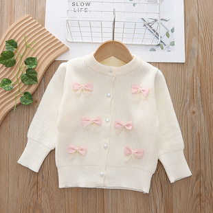 Children's Sweater Spring and Autumn Baby Girl Knitted Cardigan Knitted Jacket Girls Sweater Girls Outerwear Long Sleeve Baby
