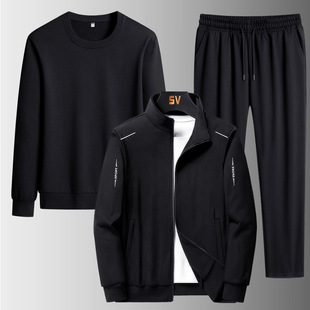 Sports Suit Men's Spring and Autumn Plus Large Size Casual Three-piece Set Men's Fat Loose Sweatshirt