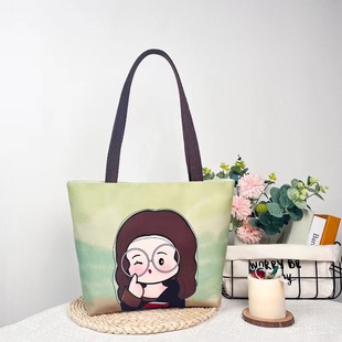 New Style Thickened Canvas Double-sided Printed Spring and Summer All-match Artistic Internet Celebrity Canvas Bag Tote Bag Large Capacity Shoulder Bag