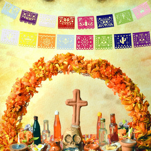 New Mexico May 5 Hollow Flag Holiday Party Background Decorative Props Dead Day Non-woven Banner
