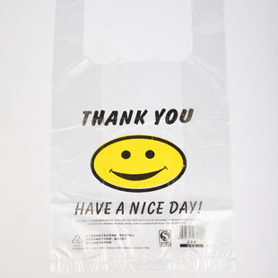 Transparent smiley face bag wholesale convenience store supermarket shopping bag portable vest bag fruit bag takeaway plastic bag