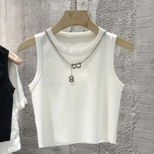 Sexy Spice Girl Style High Waist Navel-exposed Short Striped Vest Women's 2023 Summer New Slim-fit Sleeveless Top