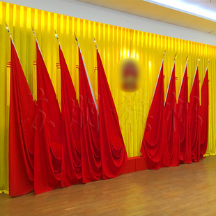 Hall Flag conference room background flag rostrum background flag indoor red flag gun head flag spike flagpole stainless steel base