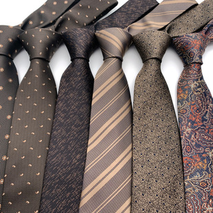 Tie Men's Dress Business Champagne Coffee Brown Striped Floral Professional Suit Shirt Hand-Shown Wide 8cm