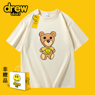 Draw Doll Joint 2023 Smiley New Cartoon Bear Print Couple Short Sleeve Casual Fashion T-Shirt