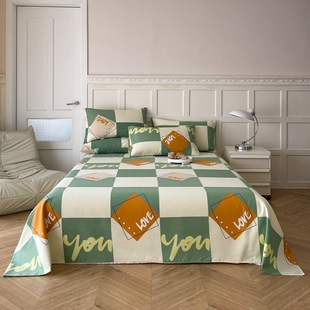Old Coarse Cloth Bed Sheet Single-piece Double-person Raw Cotton Pure Cotton Bed Sheet Summer Mat Thickened Single-person Cotton Dormitory Pillowcase Three-piece Set