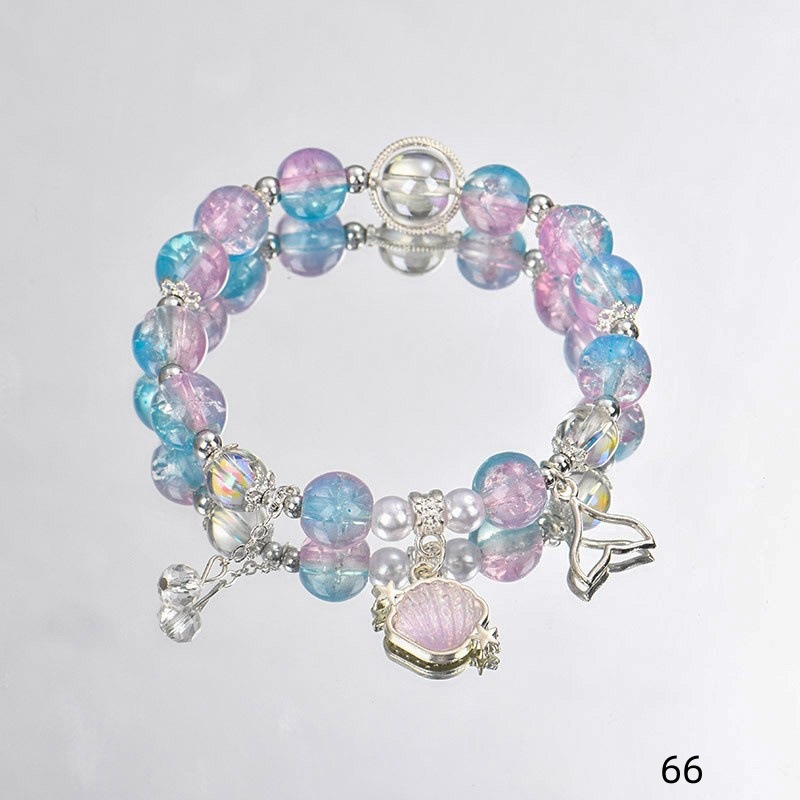 Winter Colorful Crystal Color Beaded Fishtail Bracelet Sweet All-match Super Fairy Crystal Girlfriend Bracelet for Girlfriend
