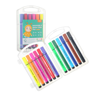 Washable triangle Rod large capacity cartoon children color brush painting supplies soft head watercolor pen set Wholesale