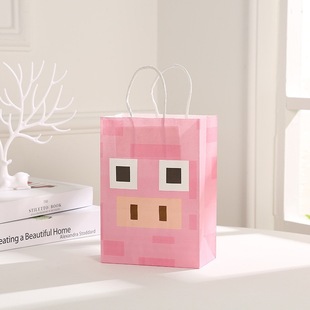 Трансграничная горячая Распродажа My World Series Pixel Wind Kraft Paper Tote Bag Party Универсальная ручная Подарочная сумка оптом