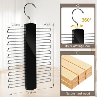 Solid Wood Tie Hanger Men's Tie Belt Belt Silk Scarf Multi-Breasted Hook Clothes Hanger Storage Hook