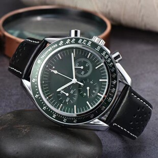 2023 AliExpress wish men's six-pin high quality quartz chronograph watch waterproof Belt Men's wrist watch