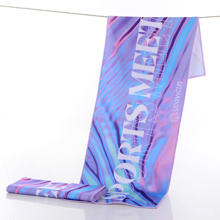Cross-border Supply One Side Polyester One Side Cotton Towel Fabric Sports Towel Running Fitness Marathon Printed Sports Towel