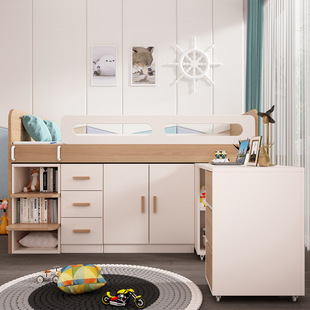 Children's Bed Desk Integrated Children's Half-height Bed with Wardrobe Storage Small Apartment Multi-functional Cabinet Combination Set