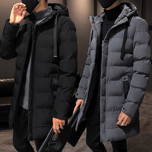 Mid-length cotton-padded jacket men's winter coat 2023 new thick hooded cotton-padded jacket men's Korean-style trendy down cotton