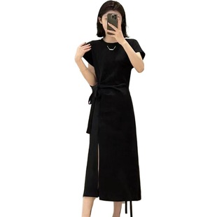Hepburn Style Black dress Children's Summer 2024 New Tea Break French High-end Long Dress for Small Men