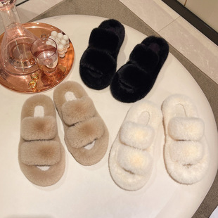 2023 winter sand color new cotton women's Mao Mao shoes women's Korean fashion home thick-soled Mao Mao slippers women's wholesale