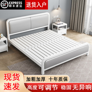 European Style Iron Bed 1.8 Household Double Bed Simple Modern 1.5 m Princess Iron Bed Single Bed for Rental House Iron Frame